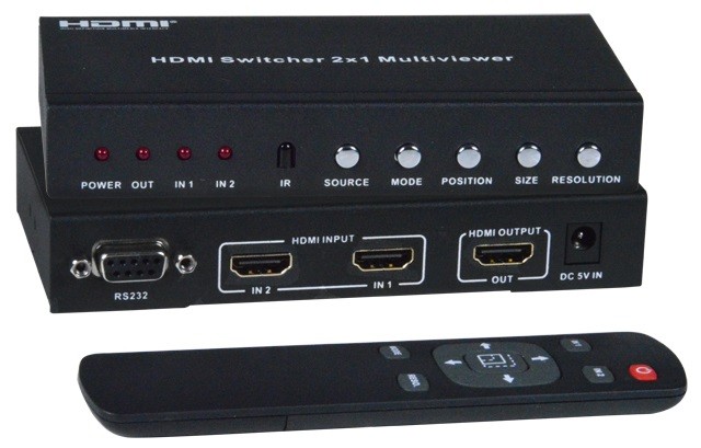 SPLITMUX-HD-2RSLC - Low-Cost HDMI Dual Screen Splitter/Multiviewer with IR & RS232, HDCP compliant