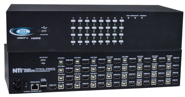 UNIMUX-HD4K-32 - 4K HDMI USB KVM Switch, 32-port.