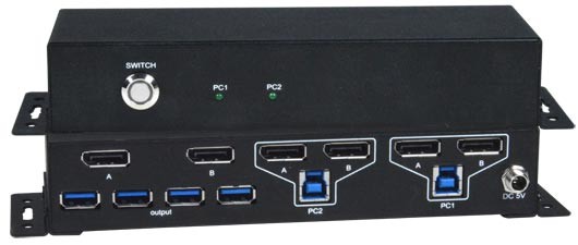 2 Port Dual Monitor DisplayPort KVM Switch,DisplayPort Dual Monitor Kvm with 2-Port USB 2.0 Hub Control Up to 2 Computers with DP+DP+USB Input Ports and 2 Montiors with DP Ports 4K@60Hz 