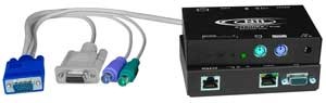 PS/2 KVM + RS232 extender via CAT5, skew compensation, local access, up to 1,000 feet (305 meters)