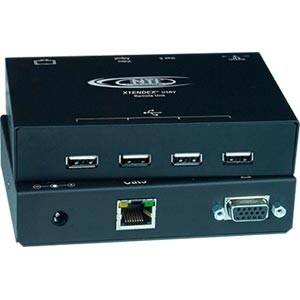 Transparent USB + dual VGA video extender via CAT5, extends 4 USB devices, up to 200 feet (61 meters)