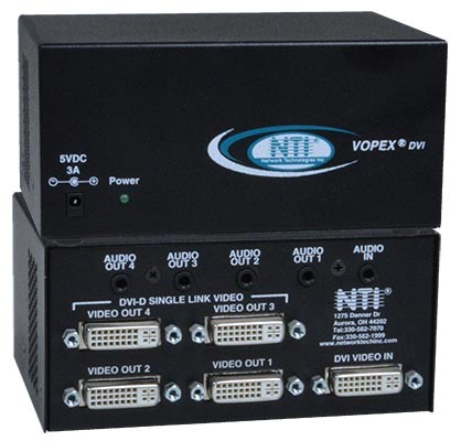 4-port DVI Video Splitter with Audio