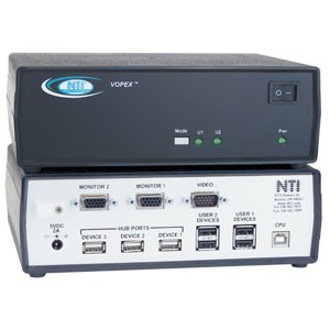 2 VGA monitors, USB keyboards & USB mice control 1 USB computer