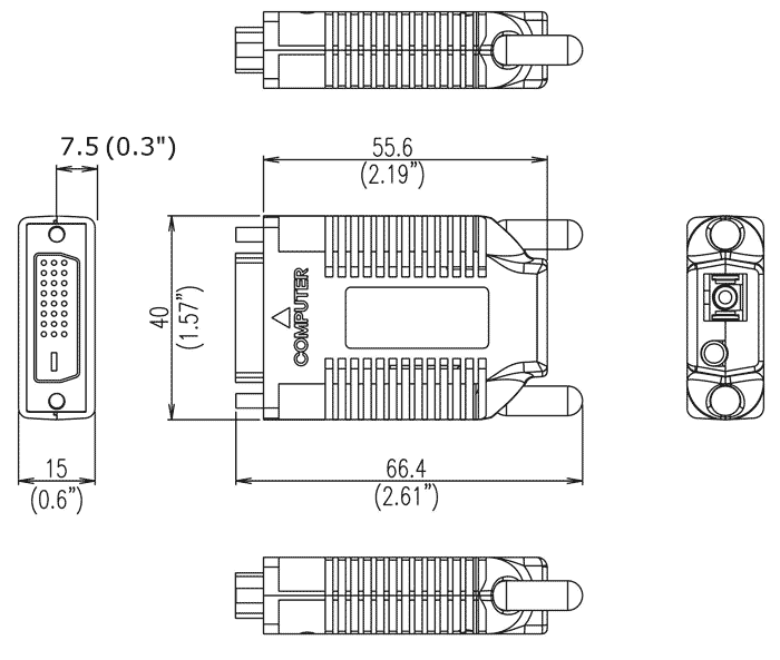 DVI Extender via One Multimode Fiber Optic Cable up to 3,280 feet - ST-1FODVI-SC