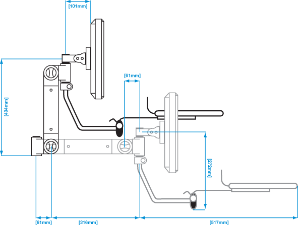 Wall Mount LCD Arm with Keyboard/Mouse Holder - Side View